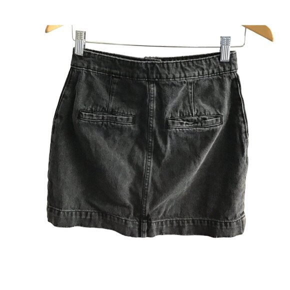 Black Denim Mini Skirt With Button Front & Pockets SIZE 25 - Picture 3 of 6